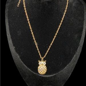 Owl Gold Tone Pendant Necklace